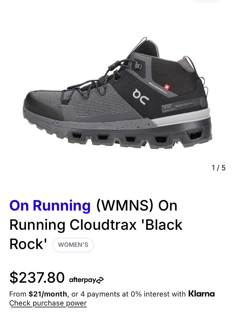 On Running Cloudtrax Trail Shoe - Black & Gray